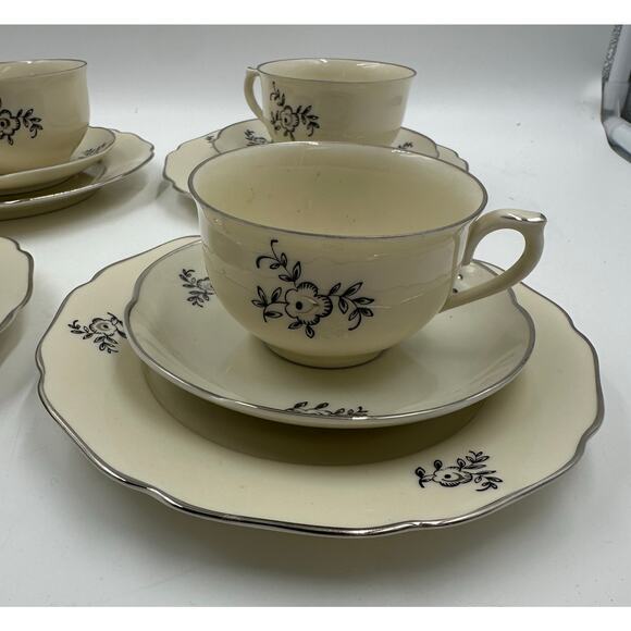 Hackefors Porcelain Sweden Coffee Cup & Saucer Set of 4 - Picture 4 of 5
